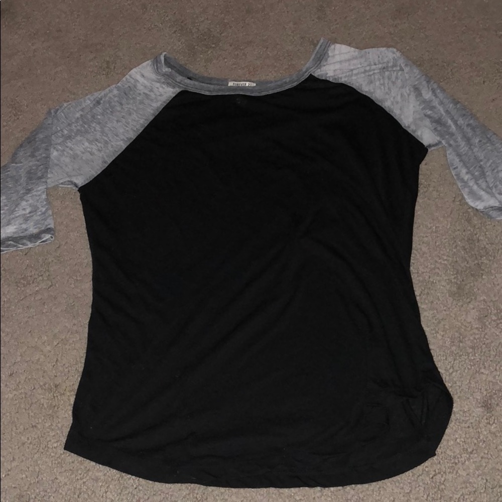 Black and grey “baseball tee” forever 21 shirt